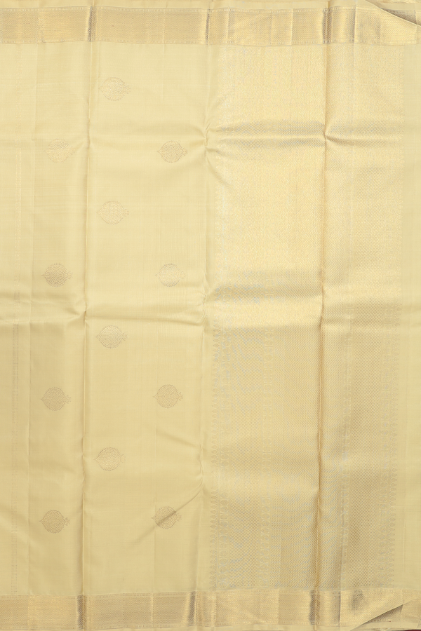 Kanchipuram Silk Saree In Khaki With Zari Buttas