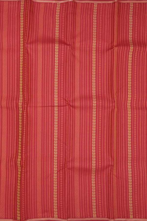 Kanchipuram Silk Saree In Crimson Red With Jacquard Pattern