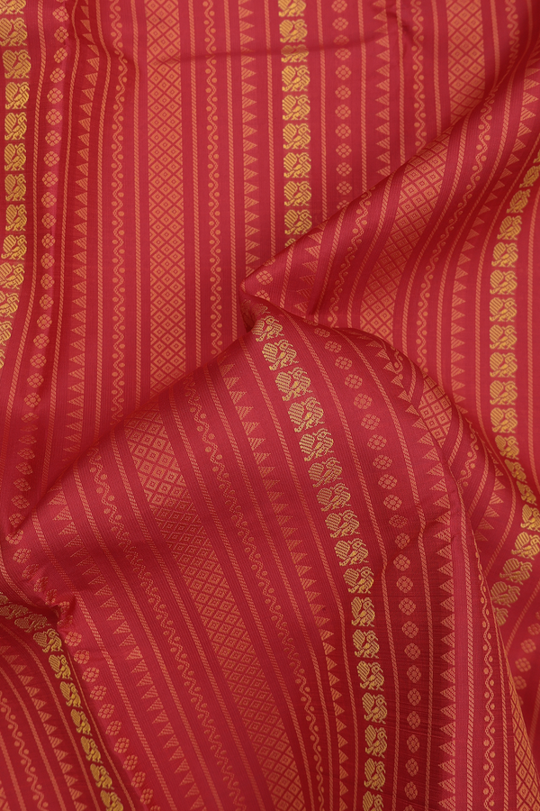 Kanchipuram Silk Saree In Crimson Red With Jacquard Pattern