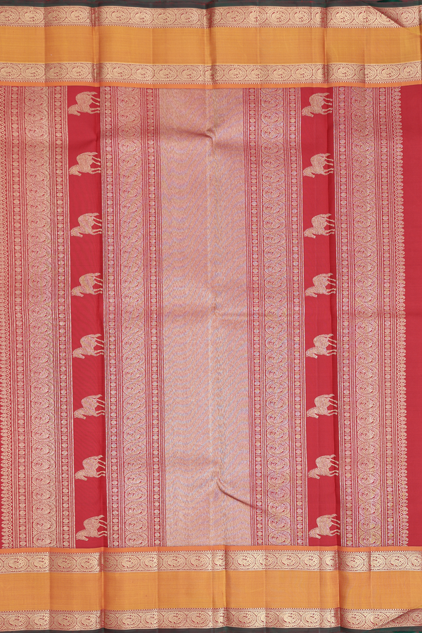 Kanchipuram Silk Saree In Off White With Rettai Pettu Border
