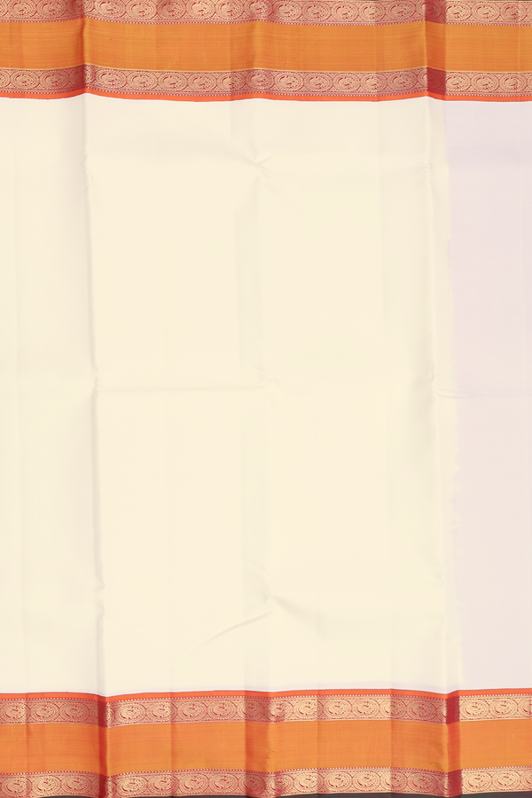 Kanchipuram Silk Saree In Off White With Rettai Pettu Border