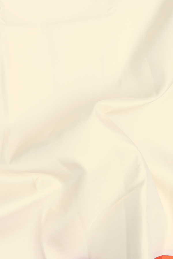 Kanchipuram Silk Saree In Off White With Rettai Pettu Border