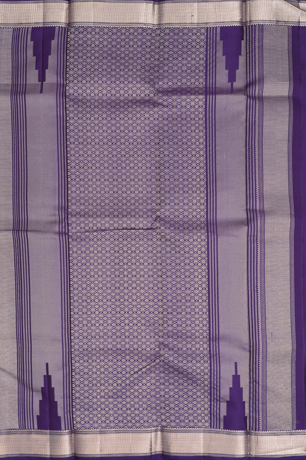 Kanchipuram Silk Saree In Deep Purple With Iruthalai Pakshi