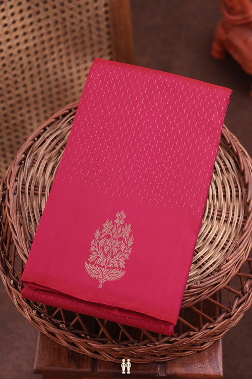 Kanchipuram Silk Saree In Dark Pink With Stripes Design
