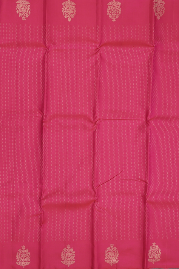 Kanchipuram Silk Saree In Dark Pink With Stripes Design