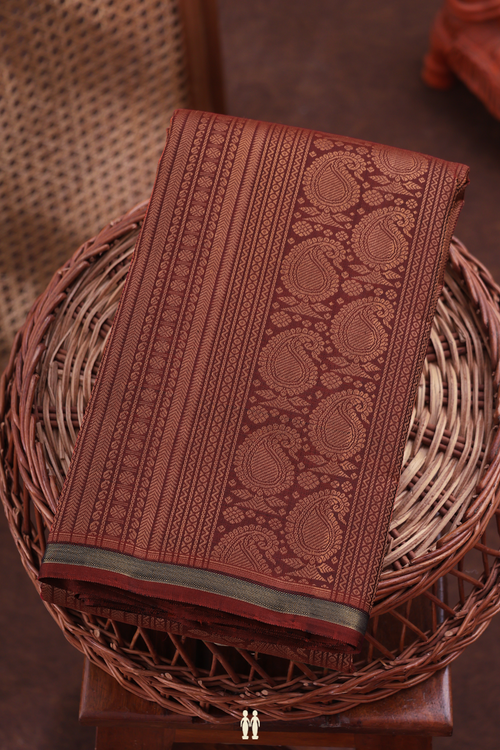 Kanchipuram Silk Saree In Maroon With Jacquard Pattern