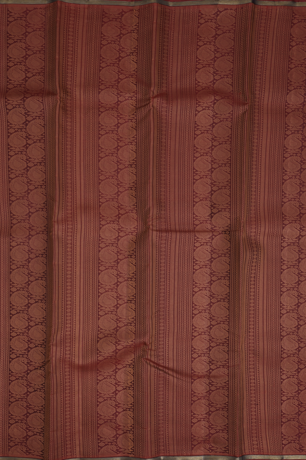 Kanchipuram Silk Saree In Maroon With Jacquard Pattern