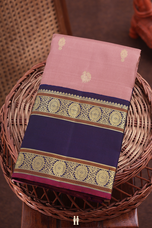 Kanchipuram Silk Saree In Rose Brown With Peacock Buttas