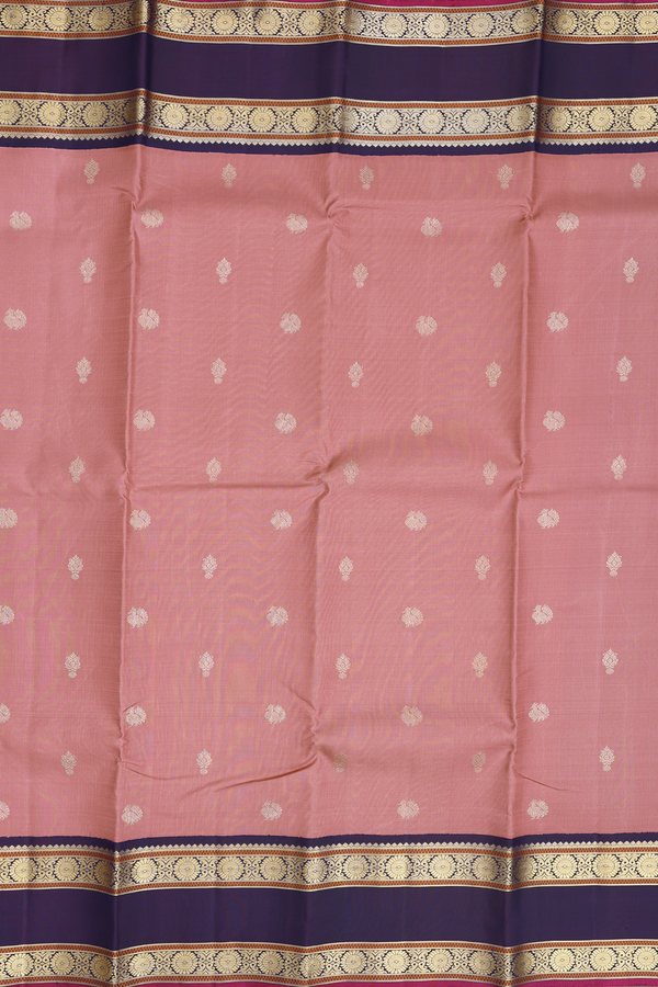 Kanchipuram Silk Saree In Rose Brown With Peacock Buttas
