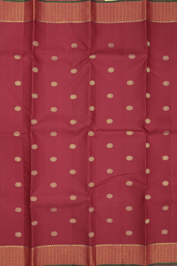 Kanchipuram Silk Saree In Red With Chakram Buttas
