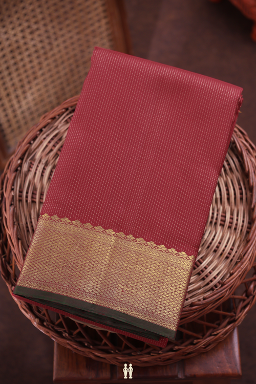 Kanchipuram Silk Saree In Crimson Red With Stripes Design