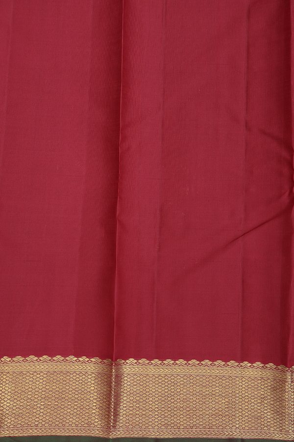 Kanchipuram Silk Saree In Crimson Red With Stripes Design