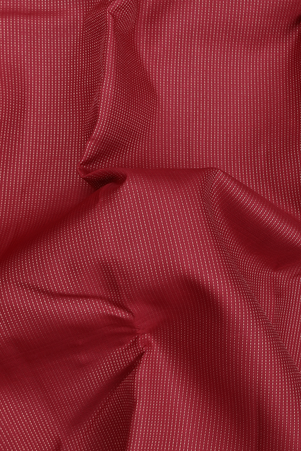 Kanchipuram Silk Saree In Crimson Red With Stripes Design