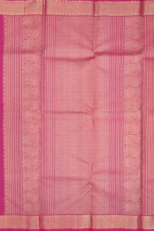 Kanchipuram Silk Saree In Grape Purple With Peacock Buttas