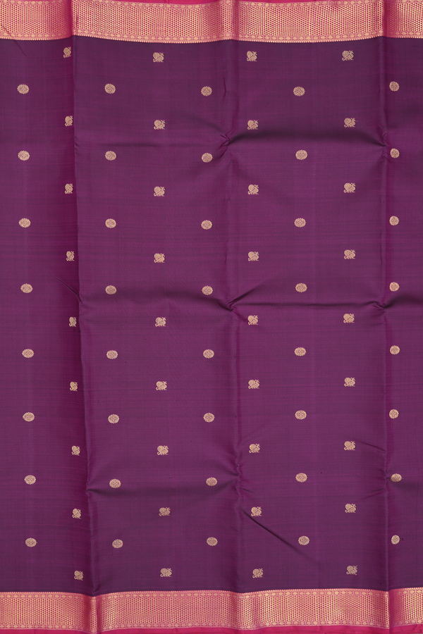 Kanchipuram Silk Saree In Grape Purple With Peacock Buttas