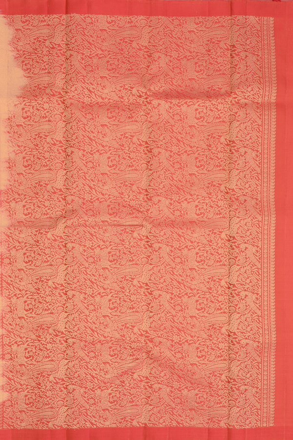 Kanchipuram Silk Saree In Biscuit Color With Paisley Motifs