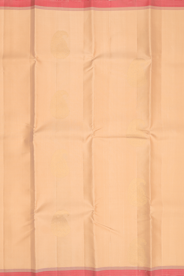 Kanchipuram Silk Saree In Biscuit Color With Paisley Motifs