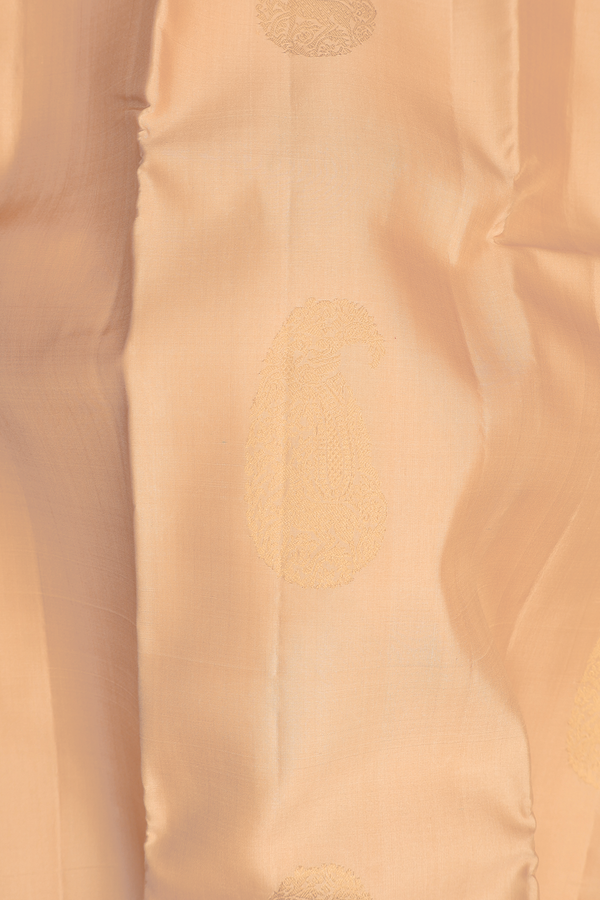 Kanchipuram Silk Saree In Biscuit Color With Paisley Motifs
