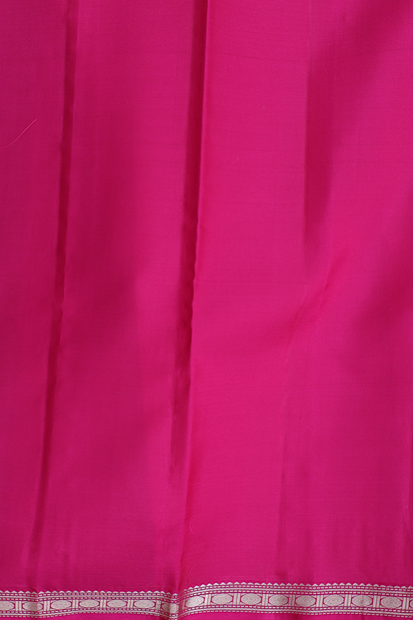 Kanchipuram Silk Saree In Coral Orange With Rudraksh Buttas