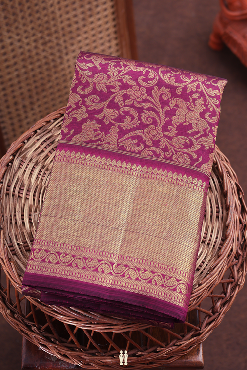 Kanchipuram Silk Saree In Berry Purple With Brocade Design