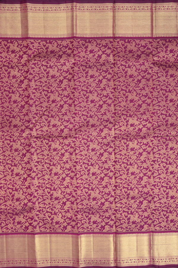 Kanchipuram Silk Saree In Berry Purple With Brocade Design
