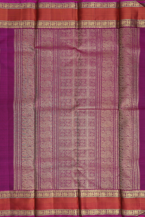 Kanchipuram Silk Saree In Royal Blue With Peacock Buttas