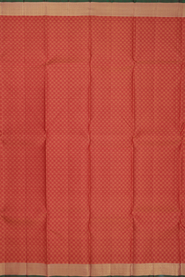 Kanchipuram Silk Saree Orange With Paai Madippu Kattam Design
