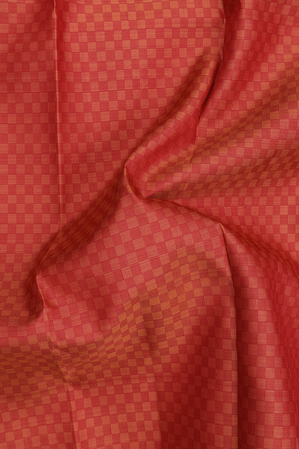 Kanchipuram Silk Saree Orange With Paai Madippu Kattam Design