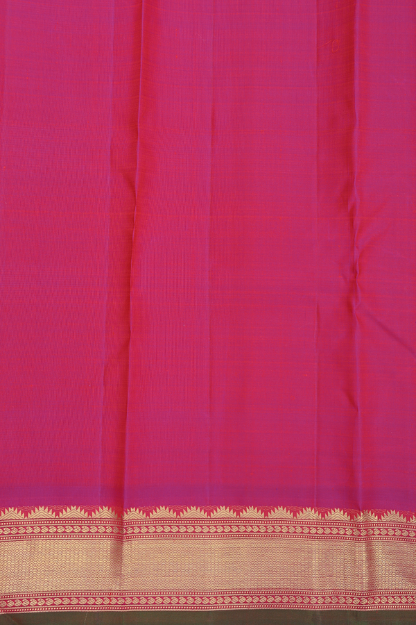 Kanchipuram Silk Saree In Pink And Orange With Checks Design
