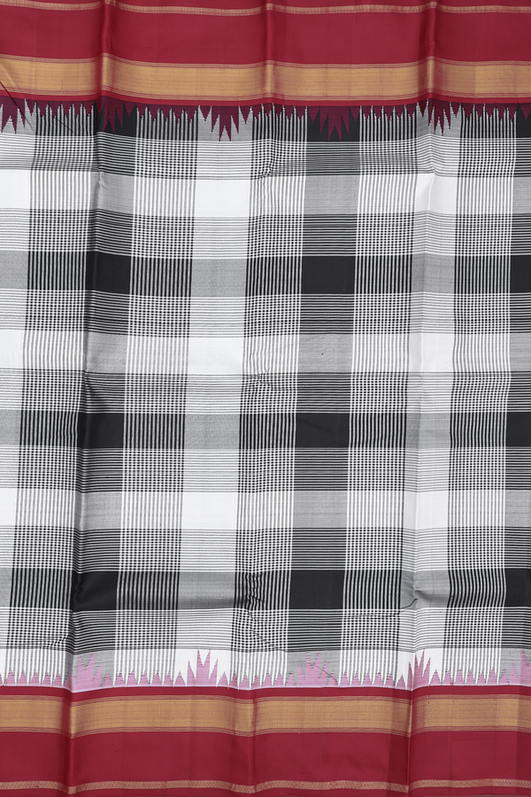 Kanchipuram Silk Saree In Multicolor With Checks Design