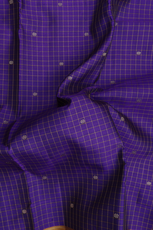 Kanchipuram Silk Saree In Purple With Checks Design