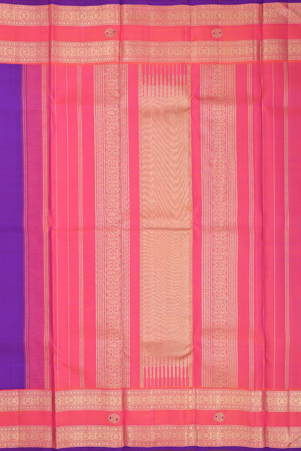 Kanchipuram Silk Saree In Purple With Zari Buttas