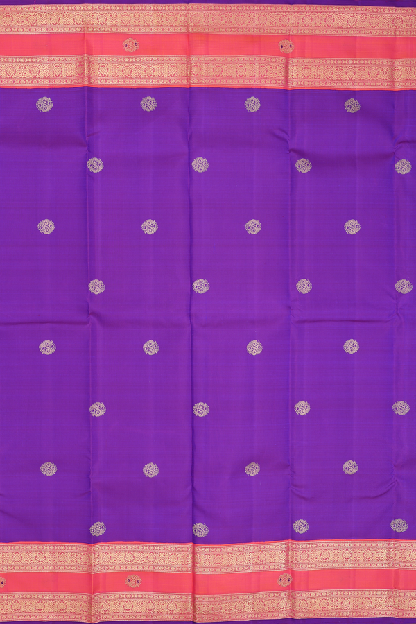 Kanchipuram Silk Saree In Purple With Zari Buttas
