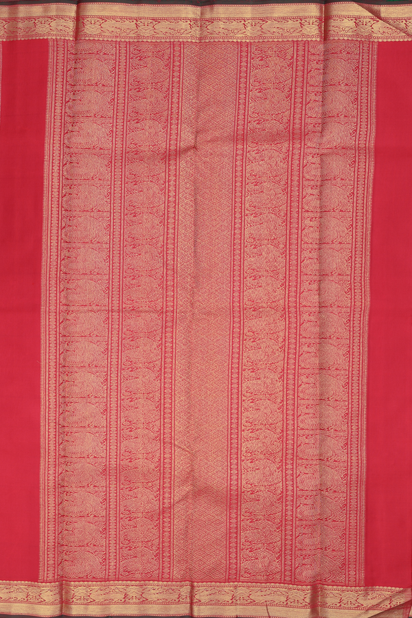 Kanchipuram Silk Saree In Scarlet Red With Checks Design