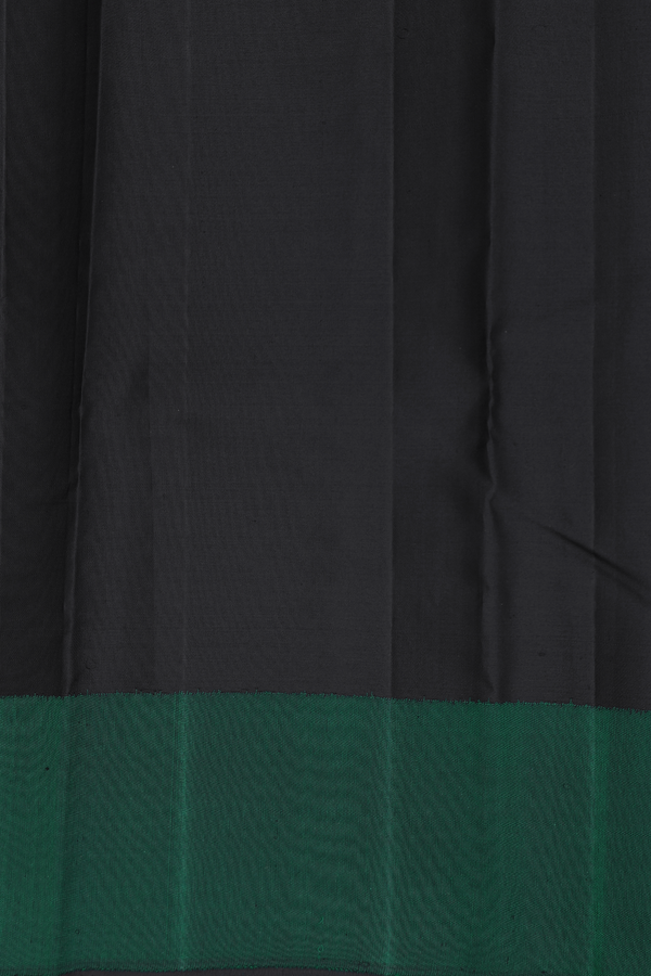 Kanchipuram Silk Saree In Black With Stripes Design