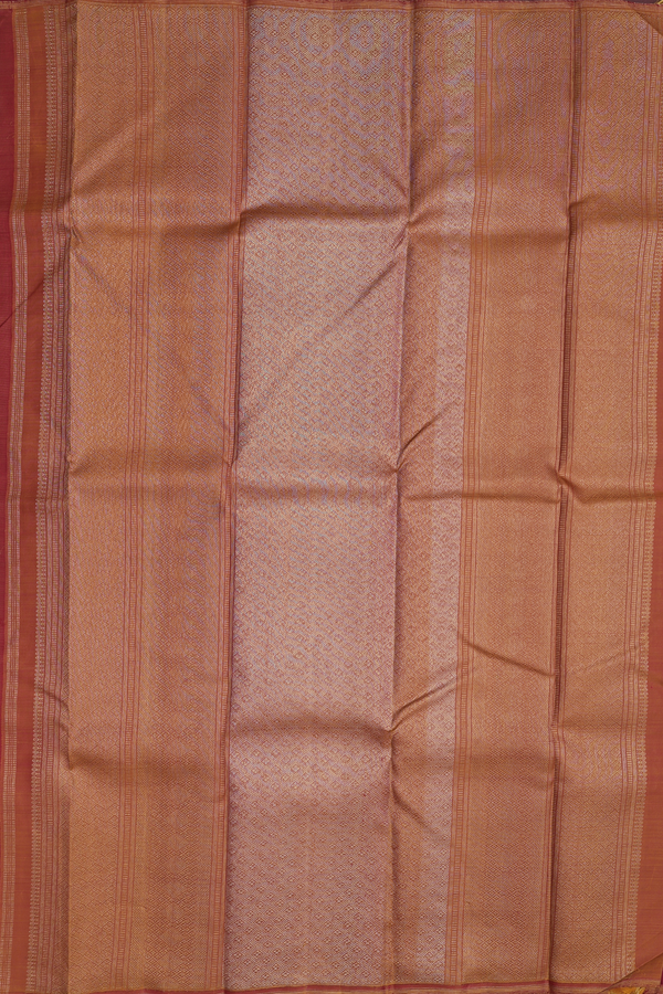 Kanchipuram Silk Saree In Crimson Red With Stripes Design