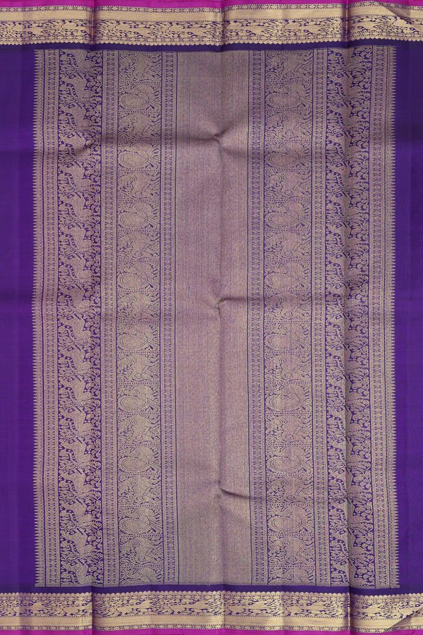 Kanchipuram Silk Saree In Parrot Green With Rudraksh Buttas
