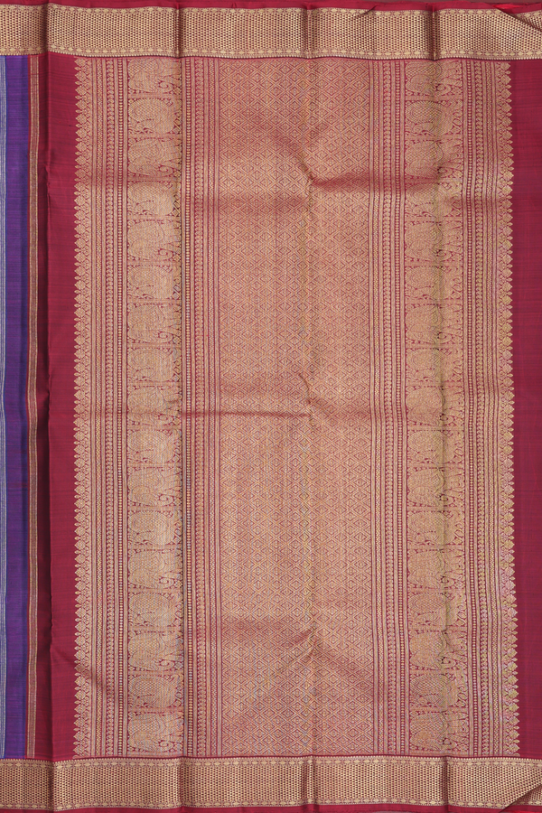 Kanchipuram Silk Saree In Royal Blue With Zari Buttas