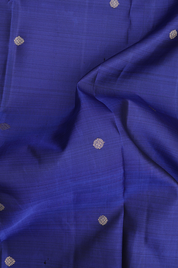 Kanchipuram Silk Saree In Royal Blue With Zari Buttas