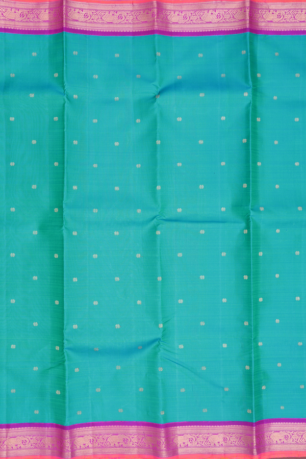 Kanchipuram Silk Saree In Dual Tone With Floral Buttas