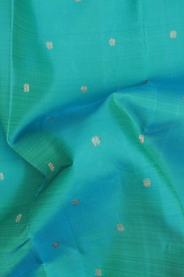 Kanchipuram Silk Saree In Dual Tone With Floral Buttas
