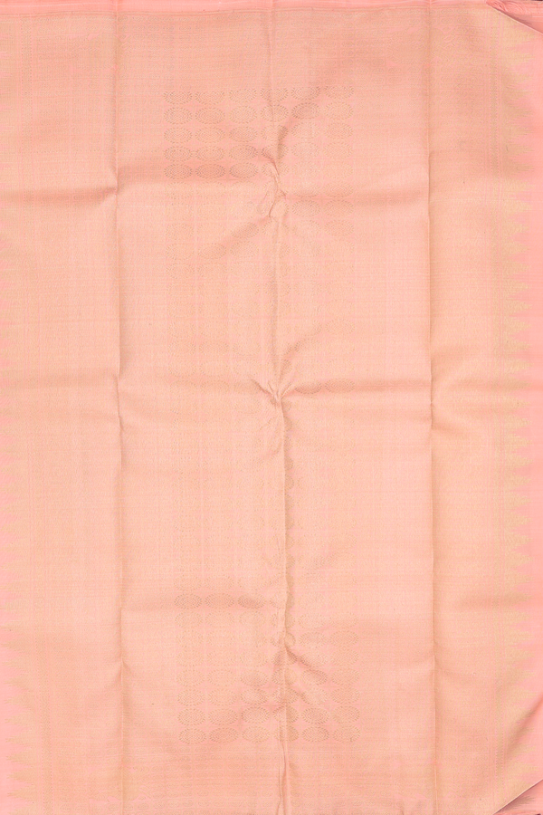 Kanchipuram Silk Saree In Light Orange With Jacquard Pattern