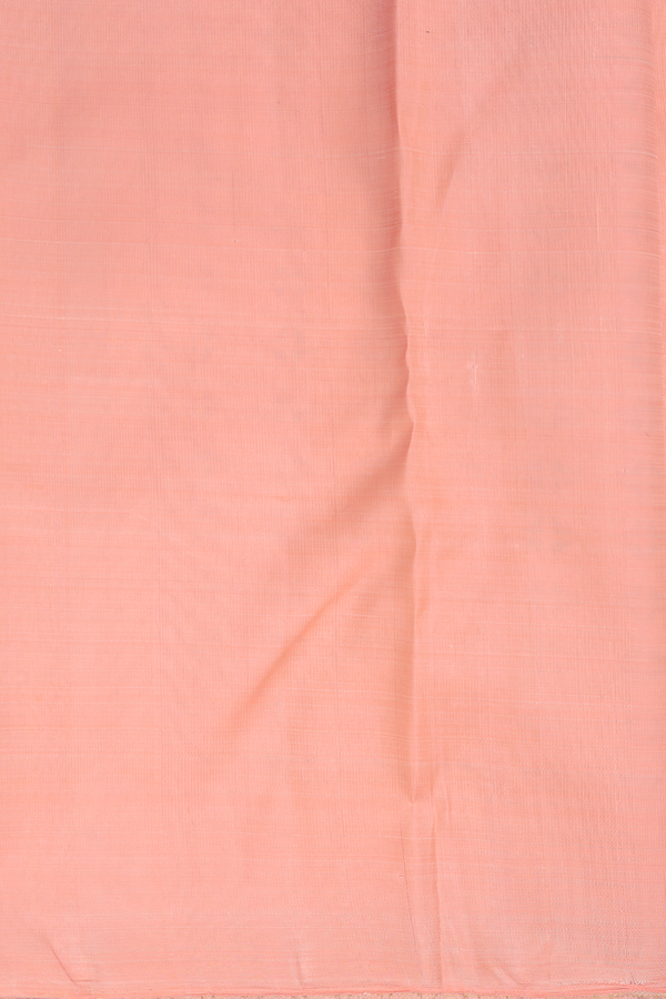 Kanchipuram Silk Saree In Light Orange With Jacquard Pattern