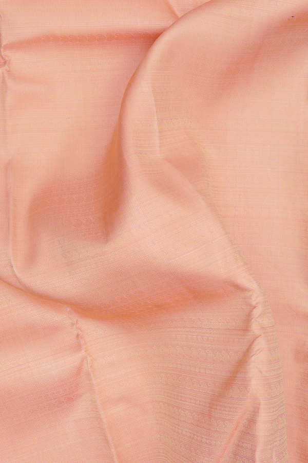 Kanchipuram Silk Saree In Light Orange With Jacquard Pattern