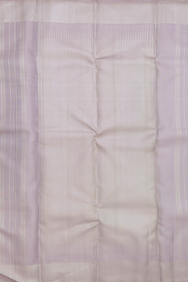 Kanchipuram Silk Saree In Light Grey With Zari Border