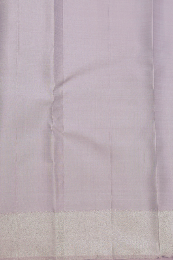 Kanchipuram Silk Saree In Light Grey With Zari Border