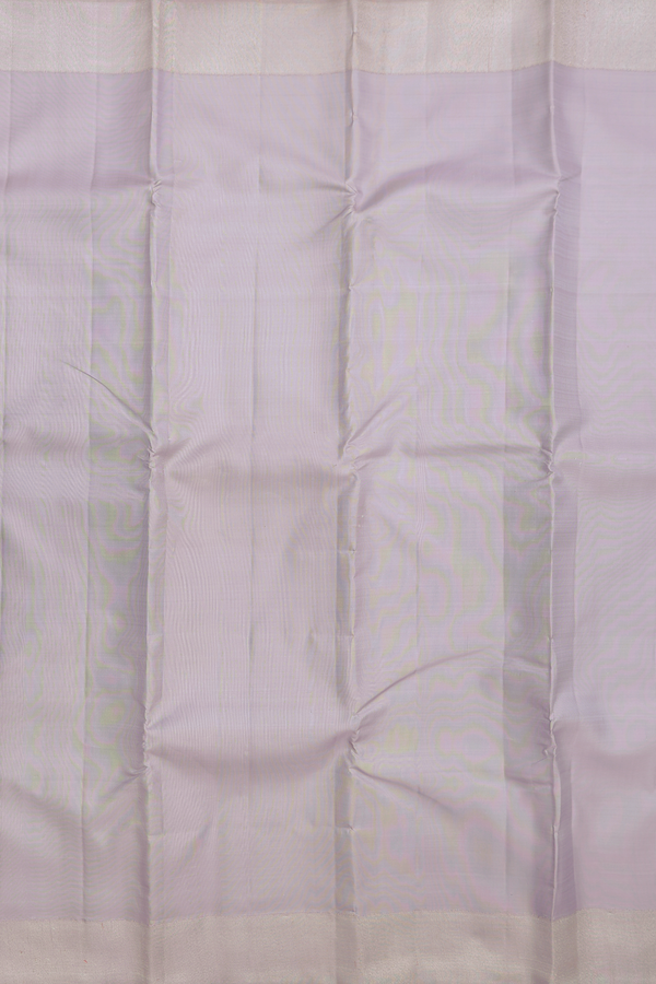 Kanchipuram Silk Saree In Light Grey With Zari Border