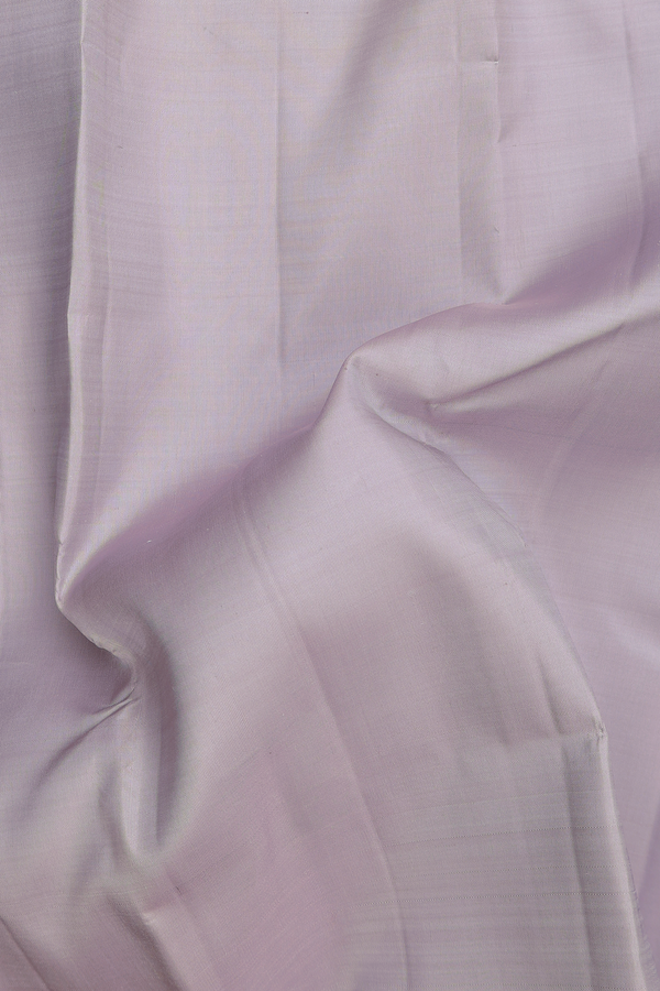 Kanchipuram Silk Saree In Light Grey With Zari Border