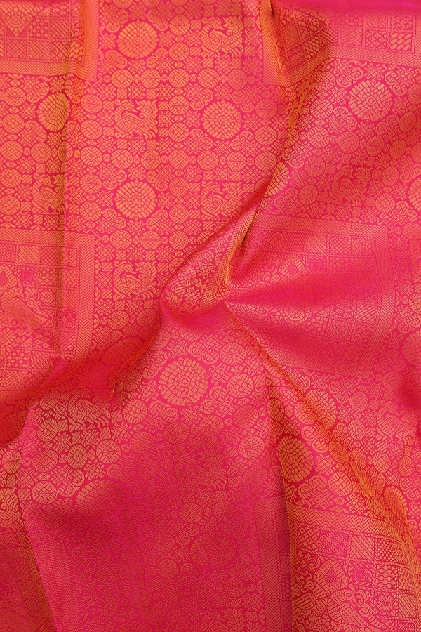 Kanchipuram Silk Saree In Pink With Jacquard Pattern