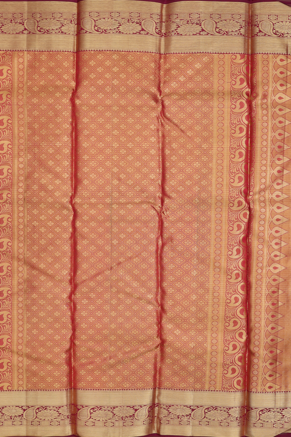 Kanchipuram Silk Saree In Gold Tissue With Floral Design